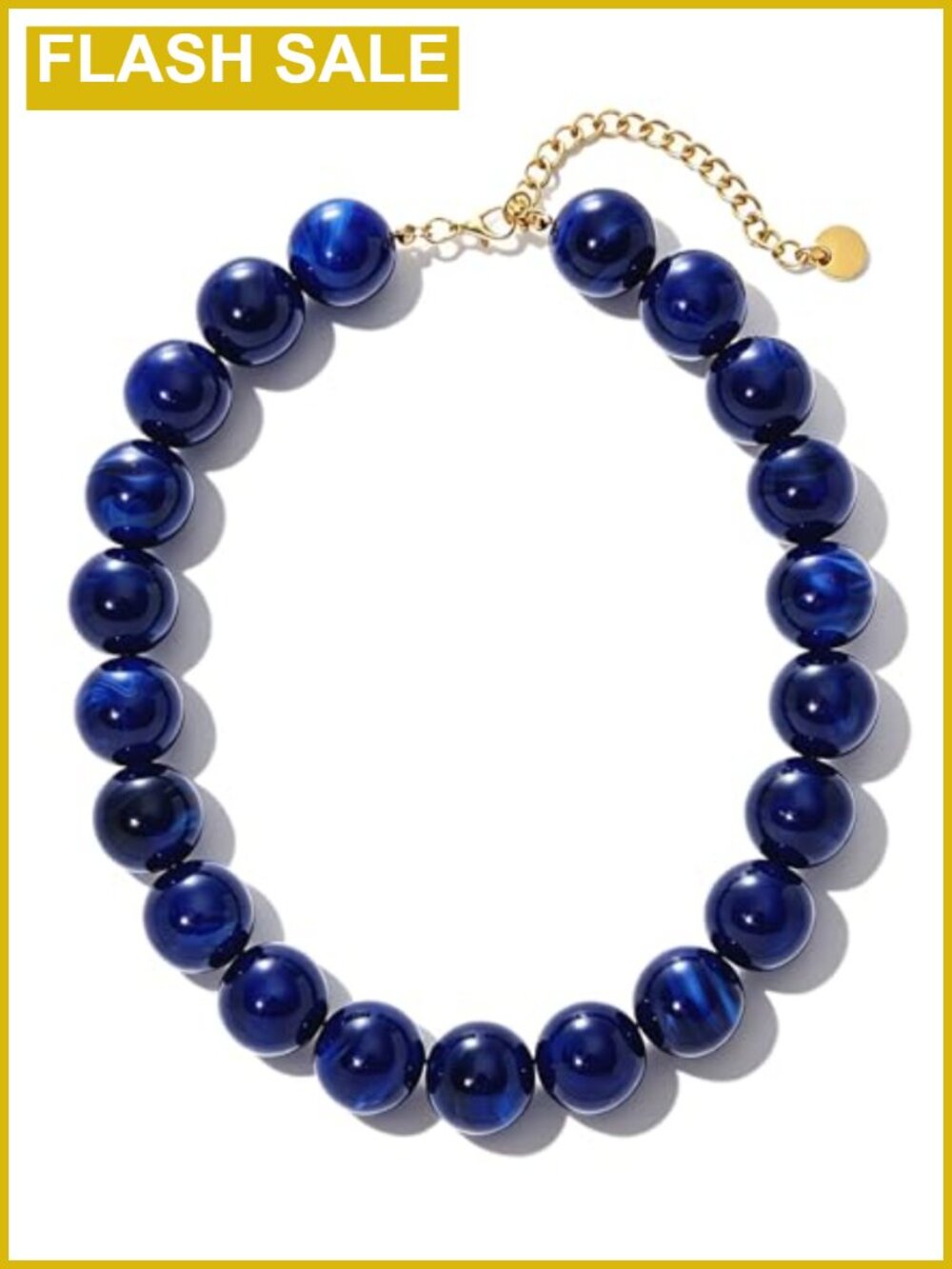 Chunky Beaded Choker Necklace 20mm Resin Acrylic Adjustable Statement Boho